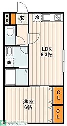 Grado Kita-Ayase 3階1LDKの間取り