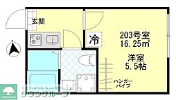 コンフォート東四ツ木 2階1Kの間取り