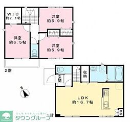 仮称　須和田2丁目戸建貸家 2階3LDKの間取り