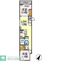 京成金町線 京成金町駅 徒歩11分の賃貸アパート 1階2LDKの間取り