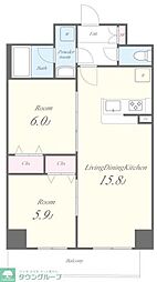 東京メトロ千代田線 北綾瀬駅 徒歩13分の賃貸マンション 3階2LDKの間取り