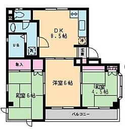 つくばエクスプレス 青井駅 徒歩6分の賃貸マンション 3階3DKの間取り