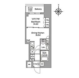 都営浅草線 本所吾妻橋駅 徒歩9分の賃貸マンション 6階1DKの間取り