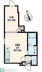 シグネチャープレイス 1階1DKの間取り