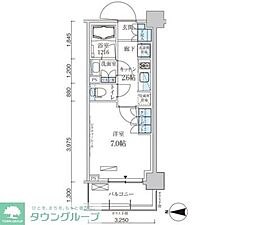 パークアクシス菊川ステーションゲート 2階1Kの間取り