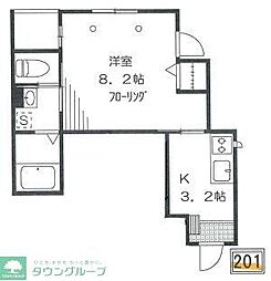 Ｆｌｅｃｈｉｒ 2階1Kの間取り
