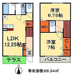 センターハウス　Ａ棟 1階2LDKの間取り