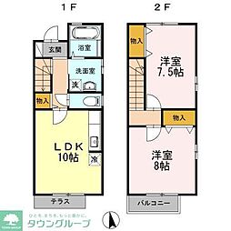 グランドゥール 2階2LDKの間取り