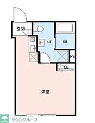 アミスタ小菅 4階1Kの間取り