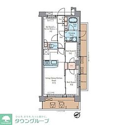 JR総武線 平井駅 徒歩11分の賃貸マンション 3階2SLDKの間取り