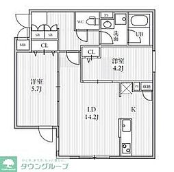 都営新宿線 大島駅 徒歩6分の賃貸マンション 4階2LDKの間取り