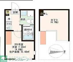 Okapi亀有 1Kの間取図画像