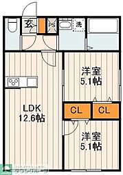 Grado Kita-Ayase 2LDKの間取図画像