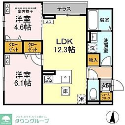 セレスティア柴又V 2LDKの間取図画像