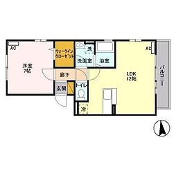 パークヒルズ 1LDKの間取図画像