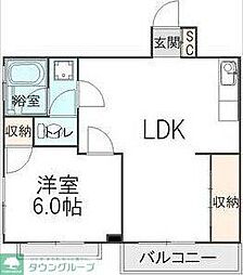 コーポラスウエダ 1LDKの間取図画像