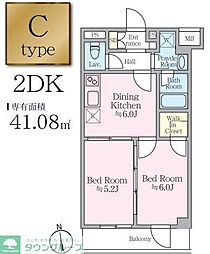 アイルプレミアム押上イースト 2DKの間取図画像