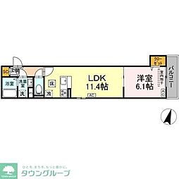 セレスティア西亀有 1LDKの間取図画像