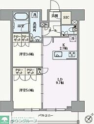アジールコート塩浜キャナル 2LDKの間取図画像