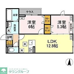 セレスティア柴又V 2LDKの間取図画像