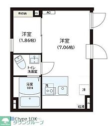 レピュア錦糸町レジデンスII 1DKの間取図画像