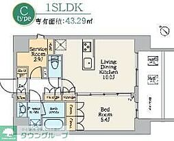 CRESTCOURT蔵前STATIONFRONT 1SLDKの間取図画像