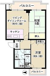 葛西ハイデンス 2LDKの間取図画像