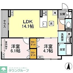 セレスティア柴又V 2LDKの間取図画像