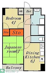 レジデンスキリン 2DKの間取図画像