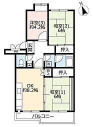 UR都市機構習志野海浜秋津団地2-5-4 3DKの間取図画像