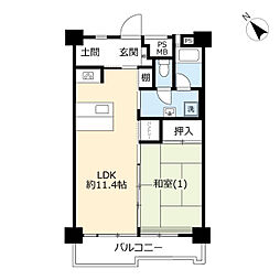UR都市機構ハイタウン塩浜8 1LDKの間取図画像