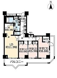 UR都市機構浦安マリナイースト21海園の街6号棟 3LDKの間取図画像