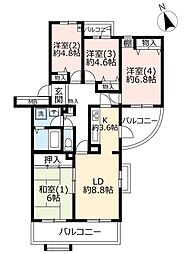UR都市機構パークサイド鎌ケ谷19号棟 4LDKの間取図画像