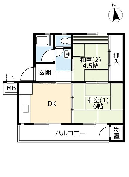 UR取手井野 ｜茨城県取手市井野団地(賃貸マンション2DK・2階・41.66㎡)の写真 その2