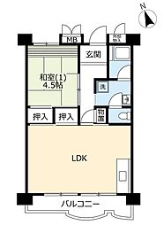 UR戸頭 6階1LDKの間取り