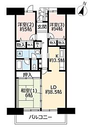 UR都市機構取手井野第二団地 3LDKの間取図画像