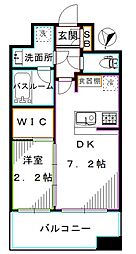 都営大江戸線 中野坂上駅 徒歩2分の賃貸マンション 3階1DKの間取り