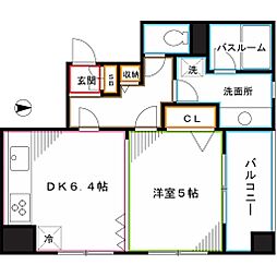 東京メトロ丸ノ内線 中野新橋駅 徒歩7分の賃貸マンション 5階1DKの間取り