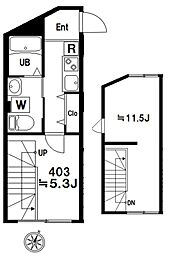 都営大江戸線 西新宿五丁目駅 徒歩5分の賃貸マンション 5階1DKの間取り