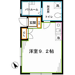 西武新宿線 新井薬師前駅 徒歩5分の賃貸アパート 1階ワンルームの間取り