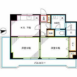 東京メトロ丸ノ内線 中野坂上駅 徒歩4分の賃貸マンション 3階2DKの間取り