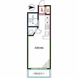 西武新宿線 中井駅 徒歩5分の賃貸マンション 1階ワンルームの間取り