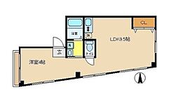 東京メトロ丸ノ内線 中野新橋駅 徒歩8分の賃貸マンション 2階1LDKの間取り