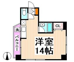 北村ハイツ ワンルームの間取図画像