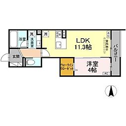 セレスティア中野上高田 1LDKの間取図画像