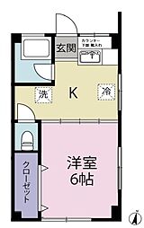 三上ビル 1Kの間取図画像