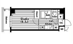 ガーラ新宿下落合 1Kの間取図画像