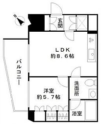 フィールM西新宿 1LDKの間取図画像
