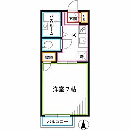 クレスト中落合 1Kの間取図画像