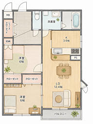 フォレストサンズ 2LDKの間取図画像